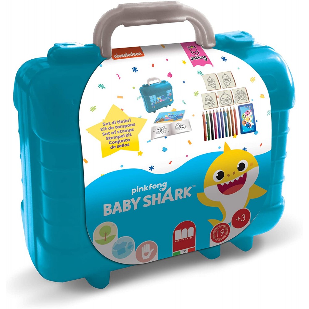 Valigetta con set timbrini Baby Shark, stokers, e puzzle