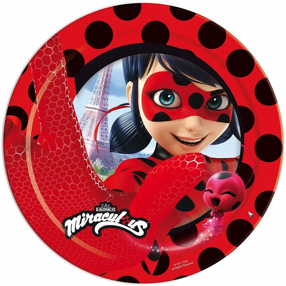 Kit da 8 piatti di Ladybug in cartoncino, da 23 cm, per compleanni