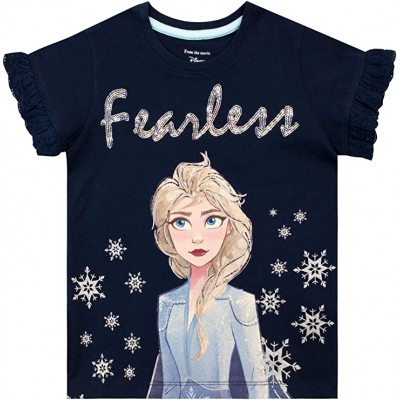 Maglietta Elsa di Frozen per bambine, nera, maniche corte