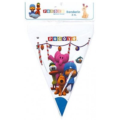 Festone compleanno tema Pocoyo, da 3 metri, bandierine in PVC