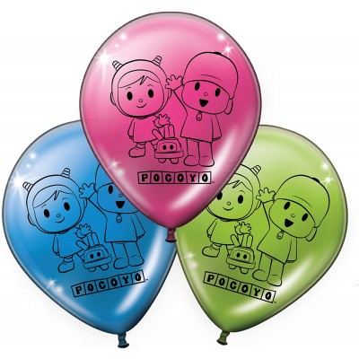 Confezione da 8 Palloncini in lattice tema Pocoyo e Nina