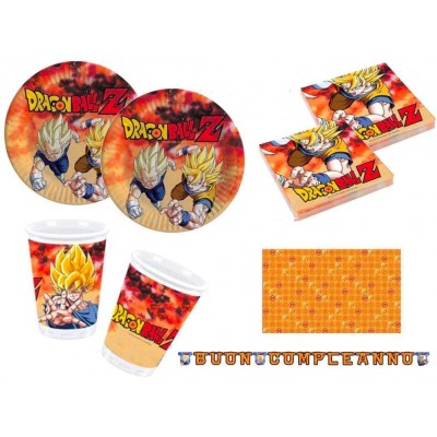 Kit compleanno Dragon Ball per 8 invitati, coordinato tavola