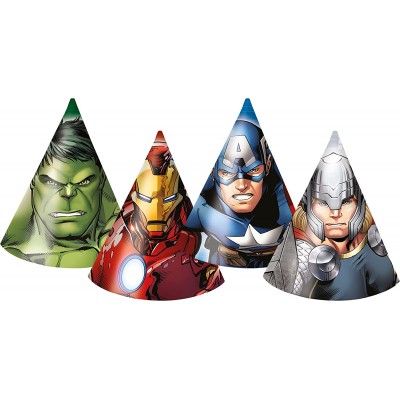 Conf. da 6 Cappellini cono Avengers, per bambini